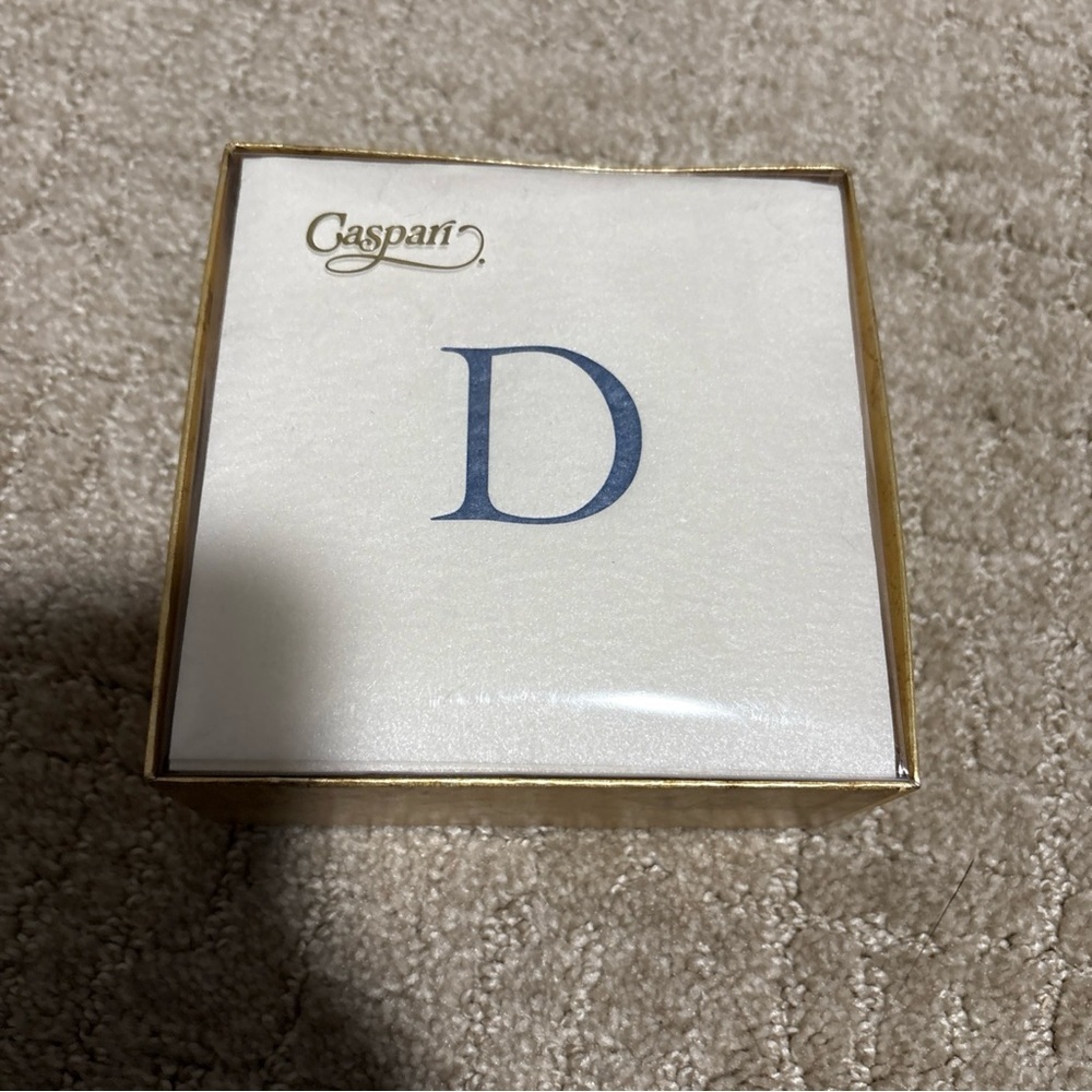 Caspari White Pearl Paper Line Napkin Box Cocktail Airlaid Initial D 30 Ea